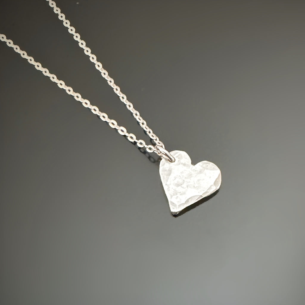 Sterling Silver Hammered Heart pendant necklace