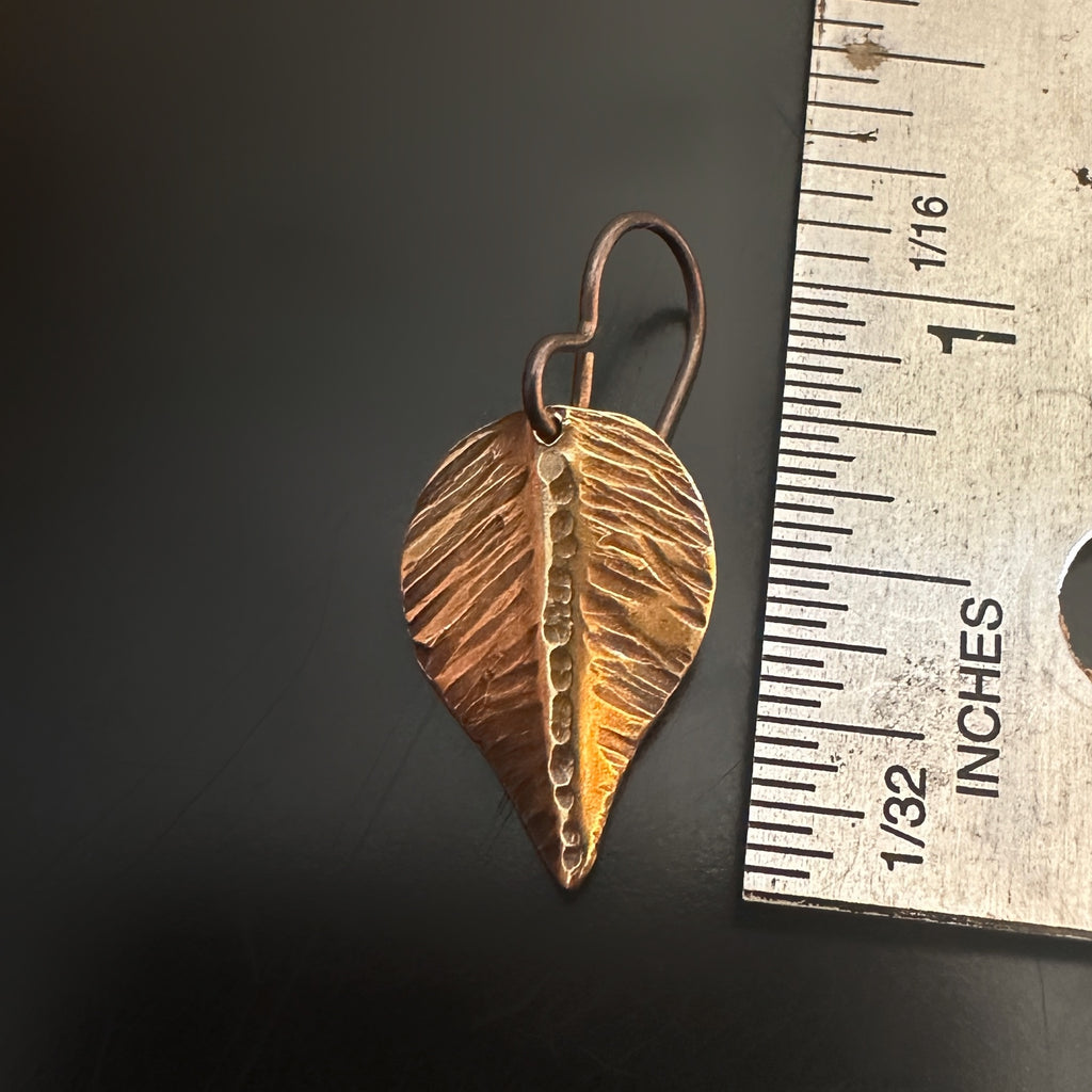 small brass leaf earrings measurement