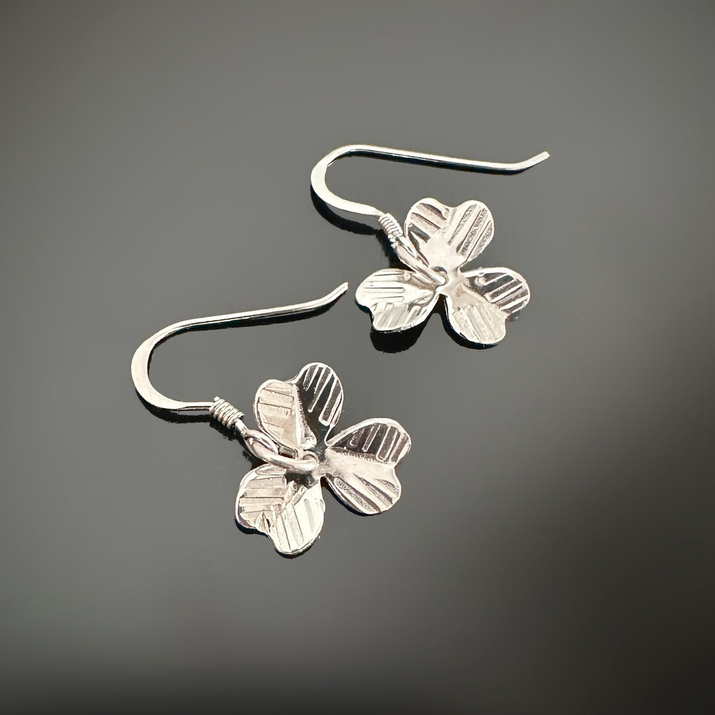 sterling silver clover leaf earrings , all handmade.