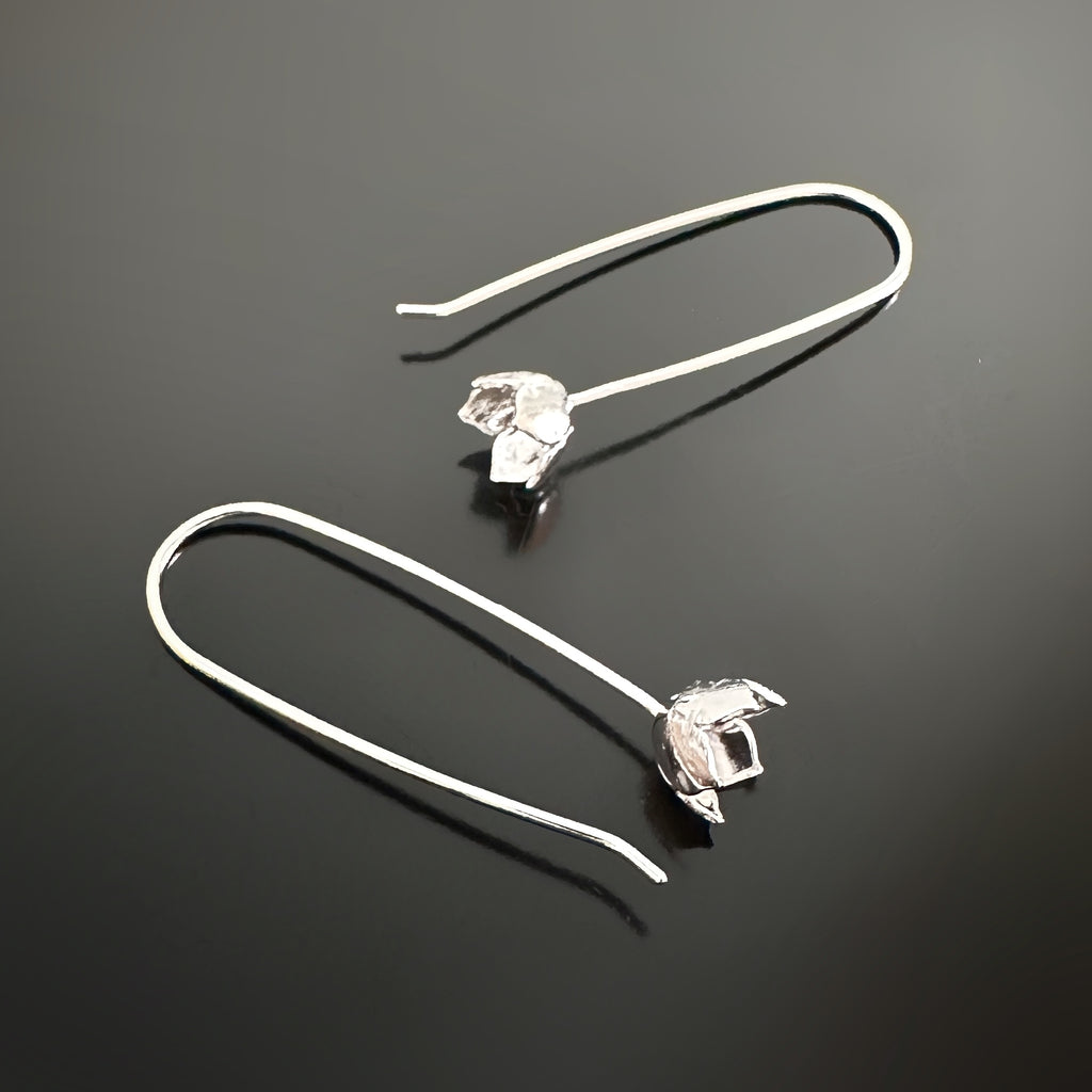 longer tulip shaped handmade sterling silver earrings