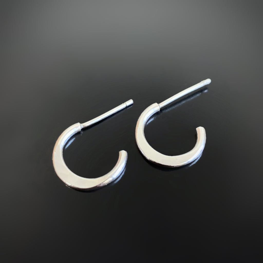 Sterling Silver Small Hammered Hoop Earrings with Post