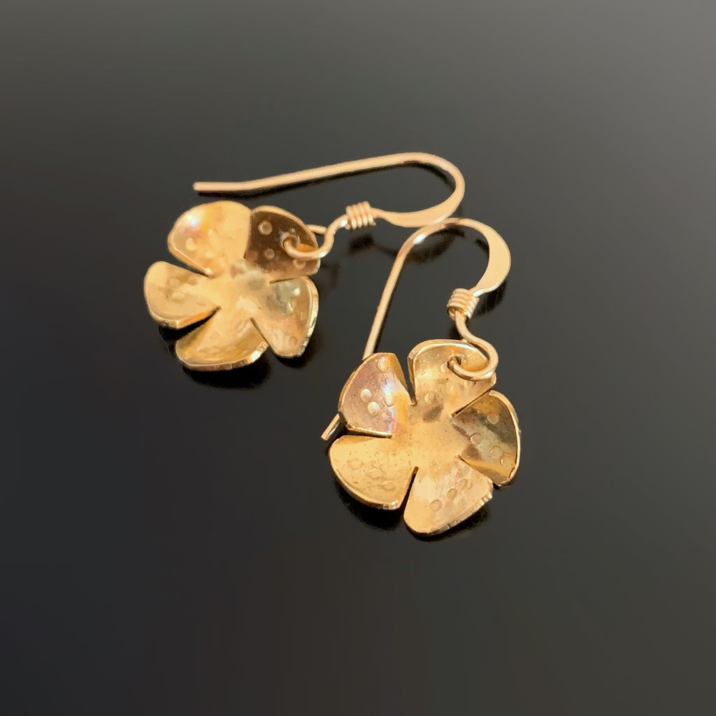 Pretty Petals, Golden Brass Flower Earrings