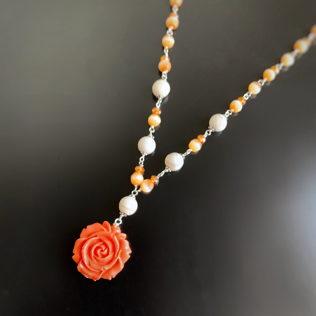 coral rose pendant
