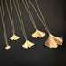 14k gold filled ginkgo leaf pendant necklaces in 5 size choices.