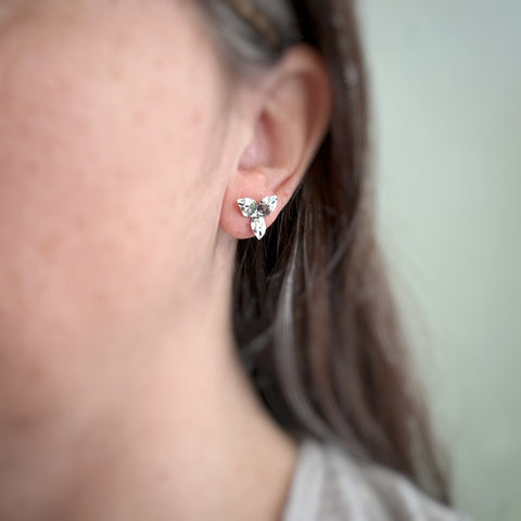 Trillium Inspired sterling silver post earrings