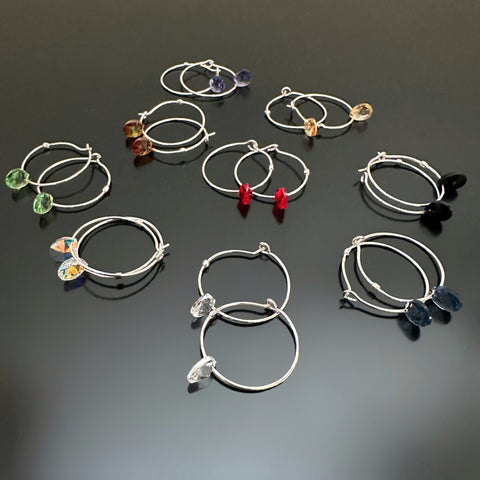 Hoops in Many Colors, sterling silver earrings, choose your Austrian crystal color