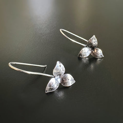 Trillium Inspired sterling silver hanging earrings