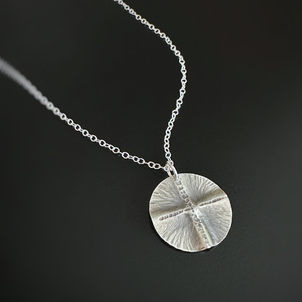 Mid-Century inspired sterling cross pendant