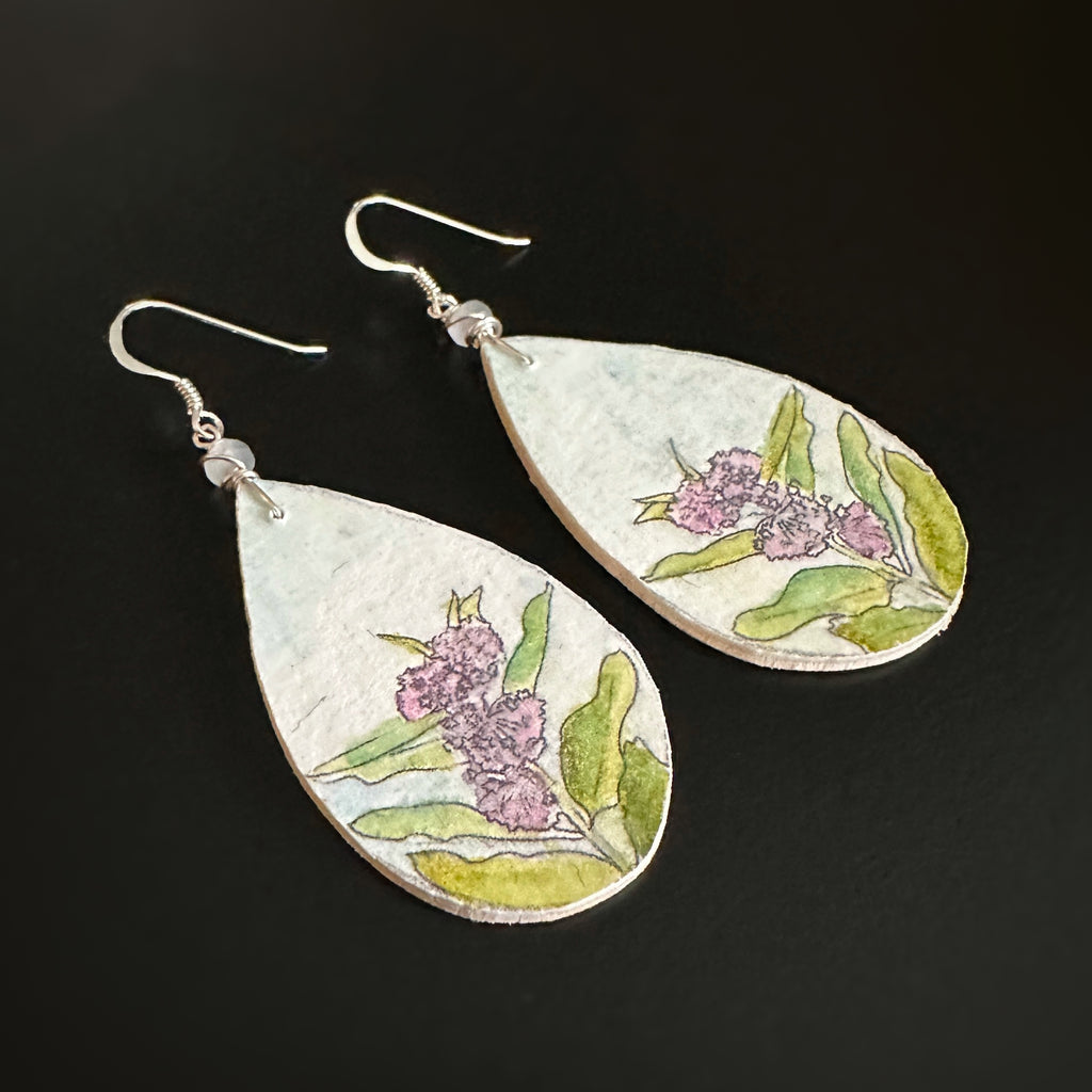Hand Painted Watercolor Earrings: milkweed