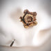 Hand made brass flower, formed and sculpted to represent a peony flower. Stick-pin boutonnière 