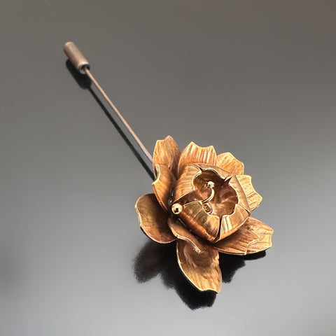 Hand made brass flower, formed and sculpted to represent a peony flower.