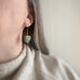Turquoise and brown triangle drop earrings with bronze accents