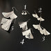 Five sizes of sterling silver ginkgo leaf earrings. 1. tiny. 2. small. 3. medium. 4. large. 5. extra large.