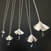 Sterling silver ginkgo leaf pendant necklaces choose from five sizes. 1. tiny. 2. small. 3. medium. 4. large. 5. extra large.