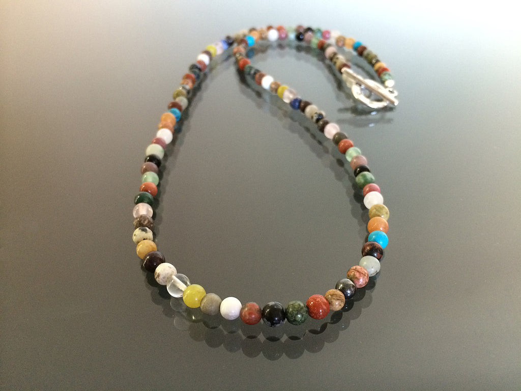Multi stone necklace made with 4mm beads.  Made in USA