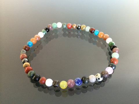 Multi stone stretch bracelet made with 4mm beads. Made in USA