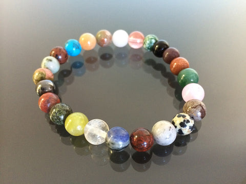 Multi stone stretch bracelet made with 8mm beads.  Made in USA