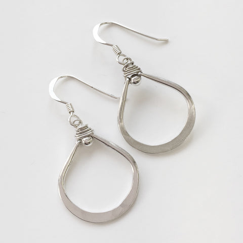 Handmade sterling silver teardrop earrings.  Made in USA.