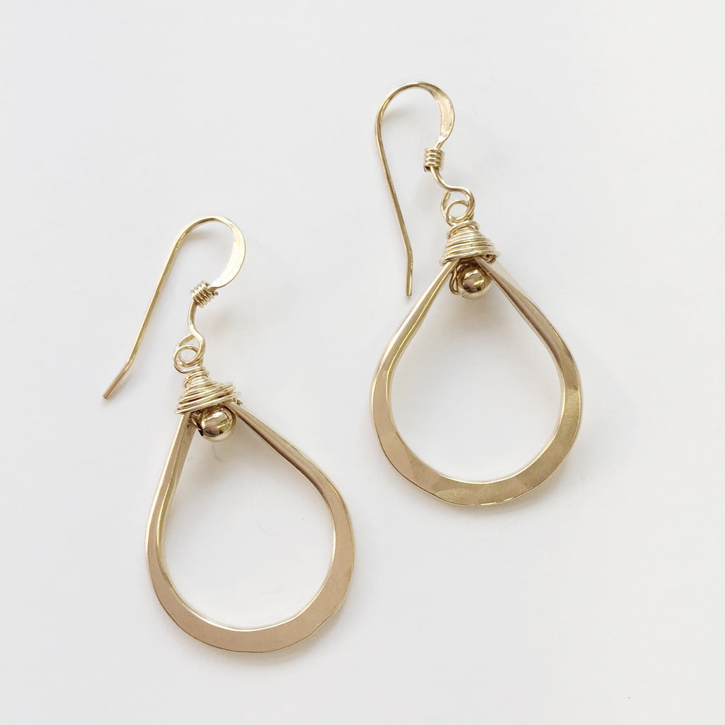 Handmade Gold Filled Teardrop Earrings.  Made in USA.