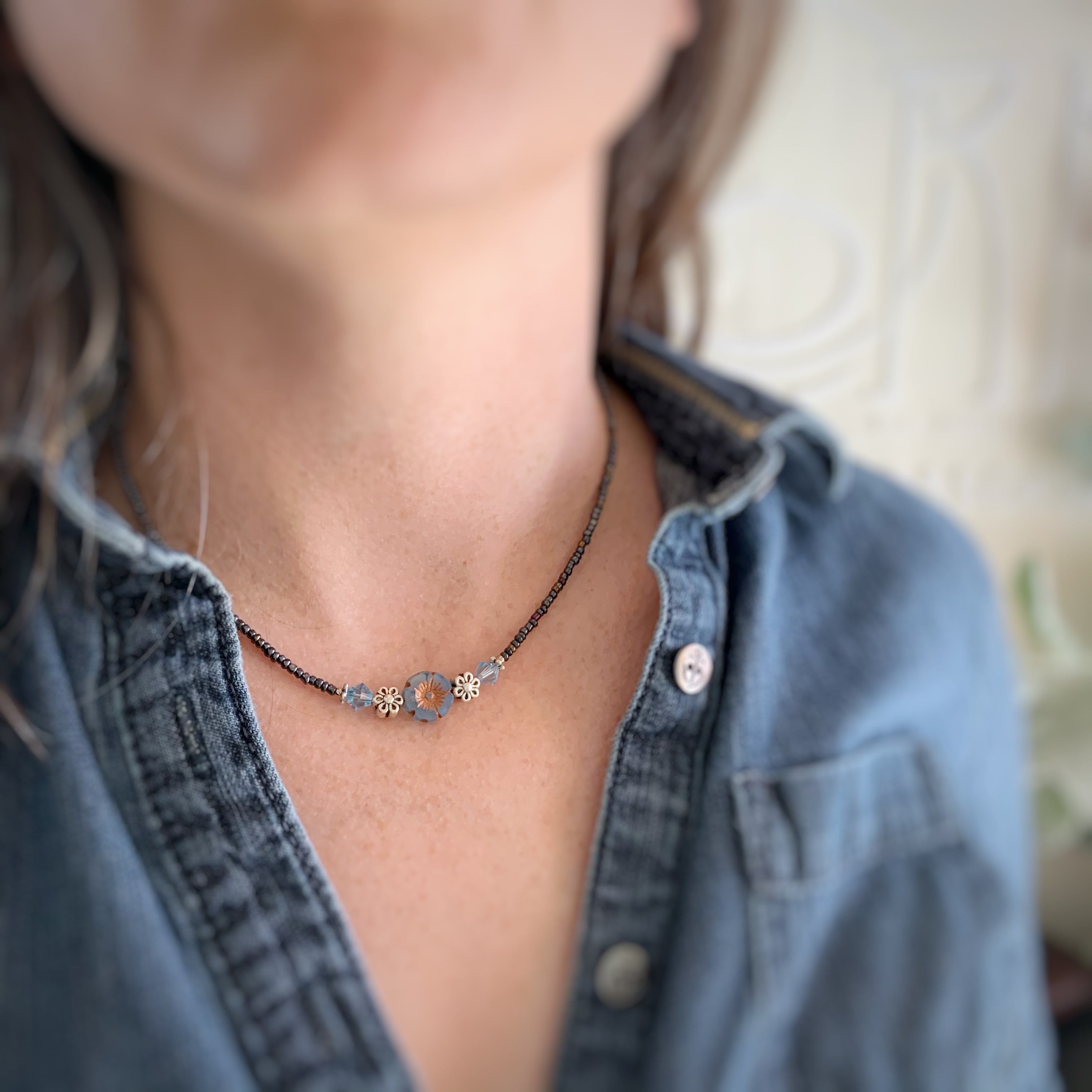 aqua beaded necklace