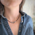 Flower Beaded Necklace in Aqua Blue and Copper