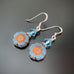 Flower Earrings in Aqua Blue and Copper