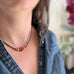 Flower Beaded Necklace in Coral Red