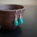 green opal crystal teardrop sterling silver earrings