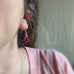 crystal teardrop sterling silver earrings in berry pink