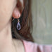purple lavender crystal teardrop earrings with sterling silver ear wires
