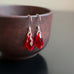 red crystal teardrop earrings with sterling silver ear wires