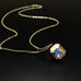 gold necklace with clear AB emerald cut rhinestone