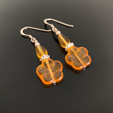 Flower Drop Earrings in Amber