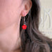 Flower Drop Earrings in Red Cherry Blossom Shape
