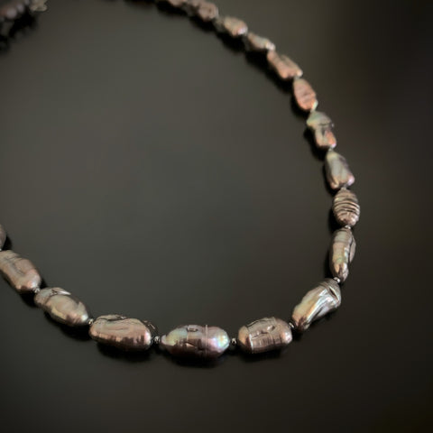 Grey Baroque Biwa Pearl Necklace