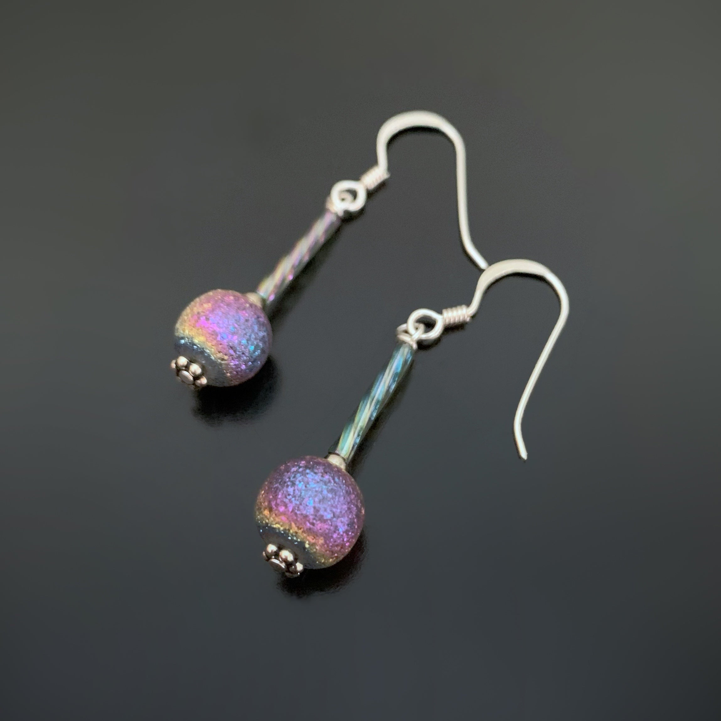 Iconic Pillars earrings in silver with purple glass - Adorn Jewelry and  Accessories