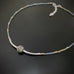 sadjustable length choker necklace with silver accents, ancient looking green glass and twisted column beads