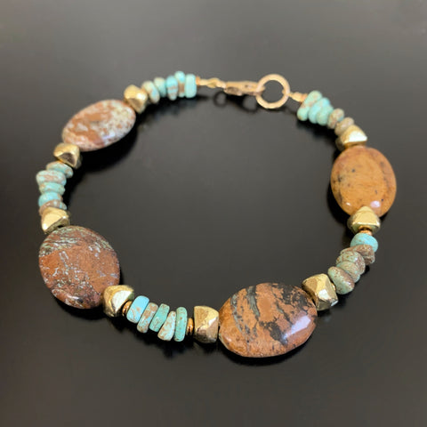 brown jasper and pale chalk turquoise bracelet