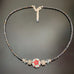Flower Beaded Necklace in Light Blue with Red