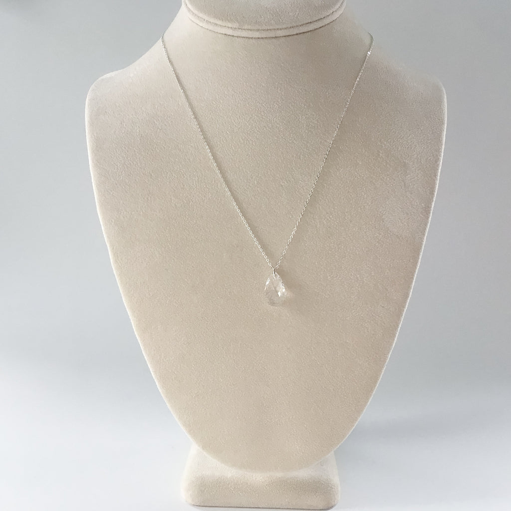 simple tear drop crystal pendant, bridal and prom jewelry