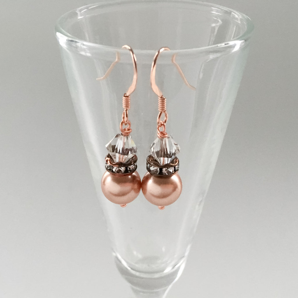 rose gold pearl drop earrings