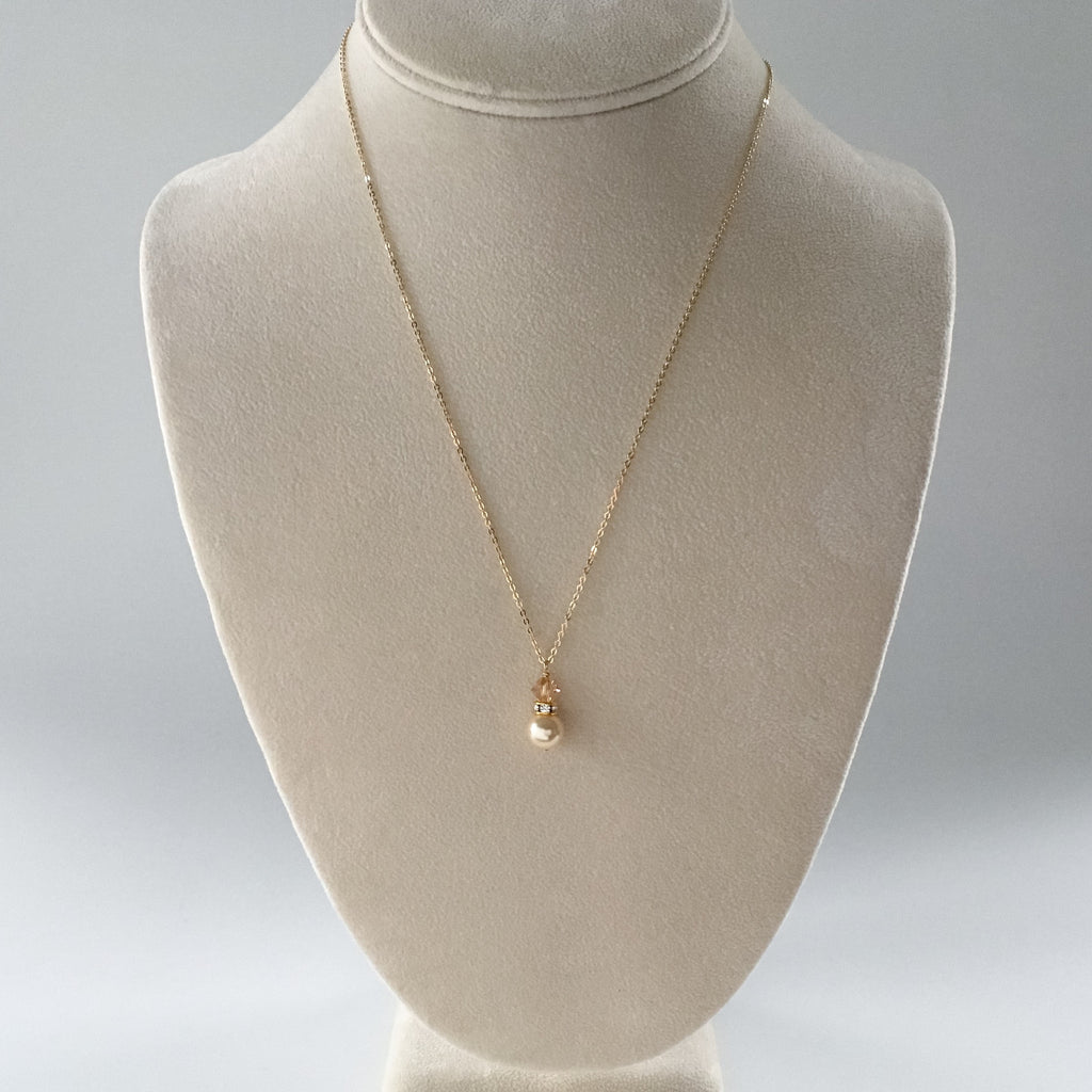 gold pearl and crystal pendant necklace