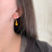 yellow glass tear drop gold earrings
