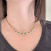 adjustable length choler necklace with gold beads and turquoise glass teardrops