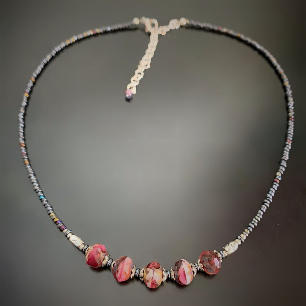 Gem Nugget Necklace in Raspberry Creme