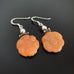 orange colored red aventurine flower dangle earrings