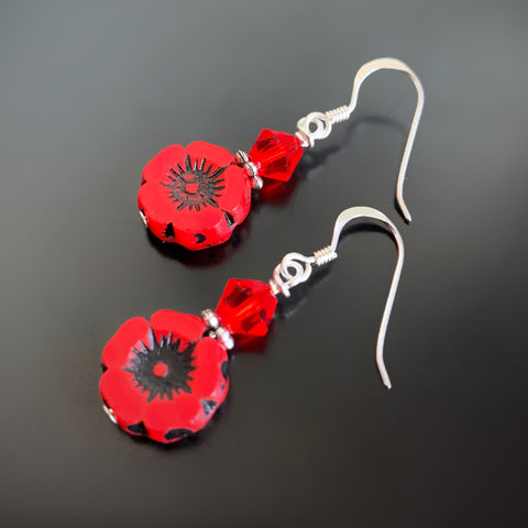 Flower Earrings in Red