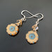 Flower Earrings in Tan and Turquoise