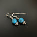 turquoise beaded round drop earrings on sterling silver ear wires