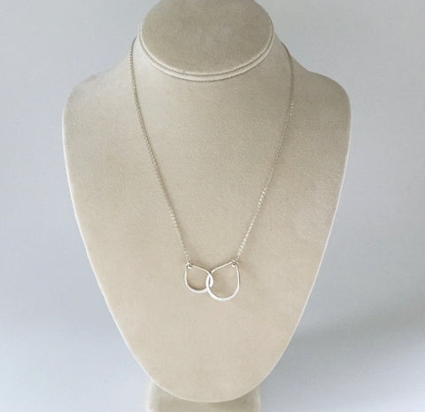 Sterling silver necklace with intertwined teardrop handmade pendant necklace